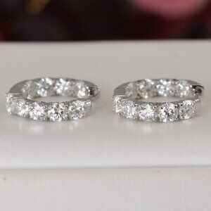 All Moissanite Inside Out Huggies Hoop Huggies Earrings 925 Sterling